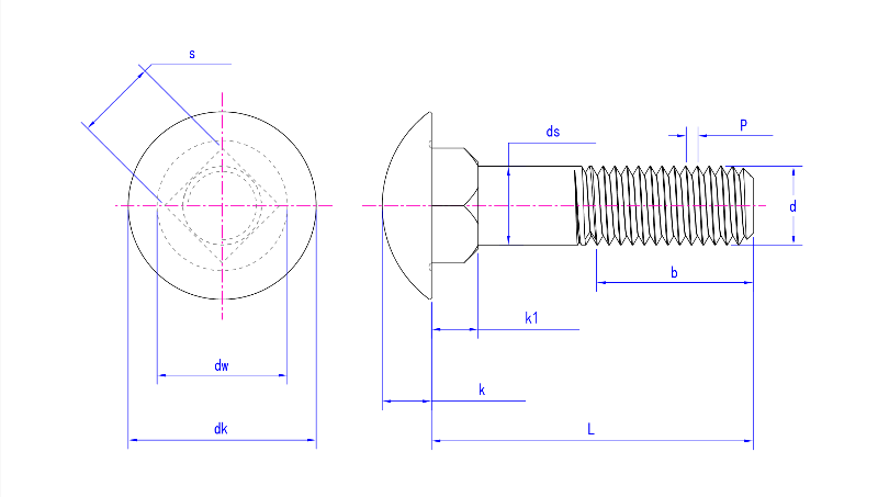 Strengthened Cup Head Square Neck Bolts GB-T 794 Strengthened Cup Head Square Neck Bolts GB-T 794